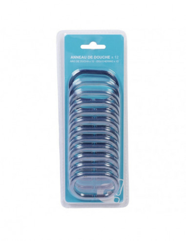 DIFFUSION 407461 Anneau de douche gris transparent (x12) - 4 x 0,5 x 6 cm, Polypropylène