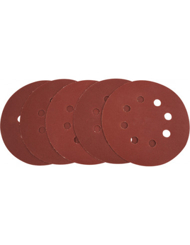 TOLSEN 77236 Feuilles abrasives pour ponceuse orbitale 125 mm Grain 180 - 5 pcs