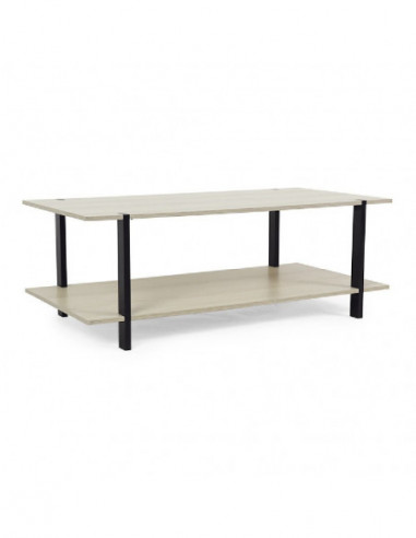 DIFFUSION 561722 Table basse DAMIAN en bois naturel et noir - 100 x 55 x 36 cm
