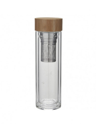 DIFFUSION 531418 Bouteille infuseur de thé en verre et bambou naturel - Ø6,6 x H.22,5 cm