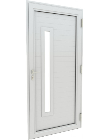 ALU Porte d'entrée aluminium avec hublot rectangle L.900 x H.2200 mm gauche blanc