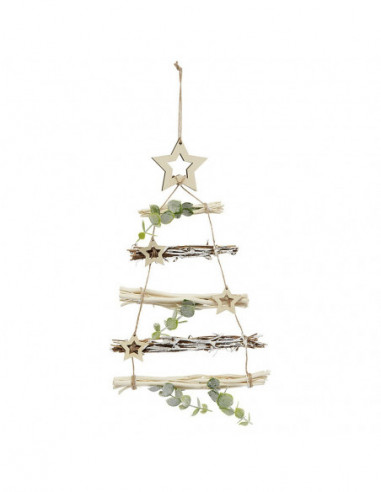 DIFFUSION 554072 Suspension Sapin en bois flotté vert naturel - L.22 x l.2 x H.35 cm