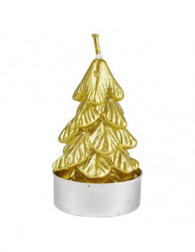 DIFFUSION 570947 Bougie chauffe plat déco Sapin de Noël doré x 6 - Ø4 x H.6 cm