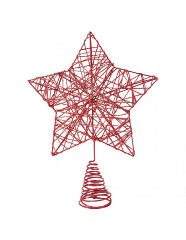 DIFFUSION 572112 Cimier Noël forme étoile métal rouge avec corde torsadée - L.22,5 x l.2,5 x H.30 cm