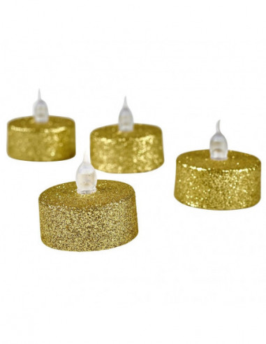 DIFFUSION 572207 Bougie lumineuse dorée Noël x4 - Ø3,8 cm