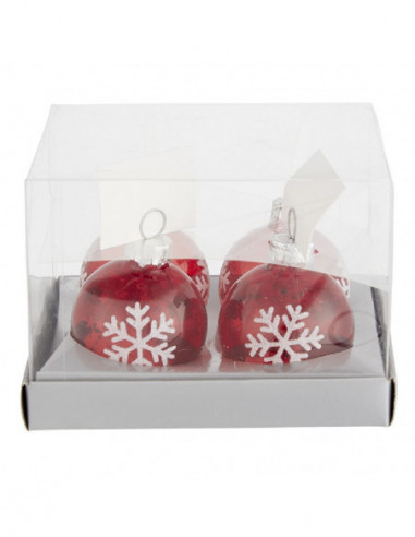 DIFFUSION 572692 Boule de Noël rouge porte-nom x 4 - Ø4 cm