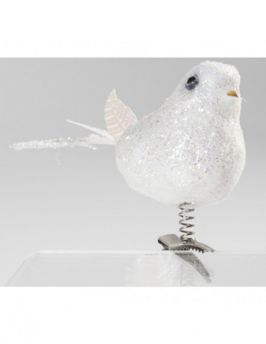 DIFFUSION 317689 Suspension en forme d'oiseau blanc Noël (x4) - Ø9 x H.5 cm