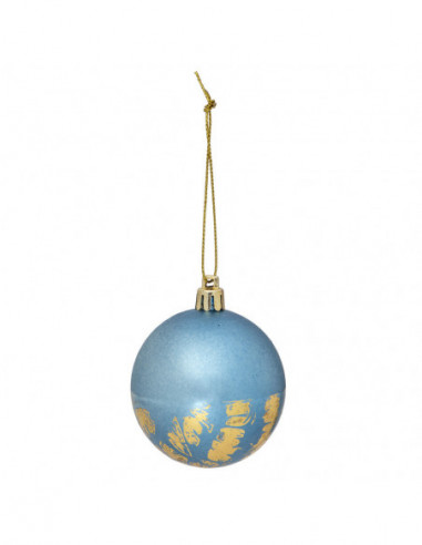 DIFFUSION 531409 Boule de Noël bleu doré (x6) - 6 cm