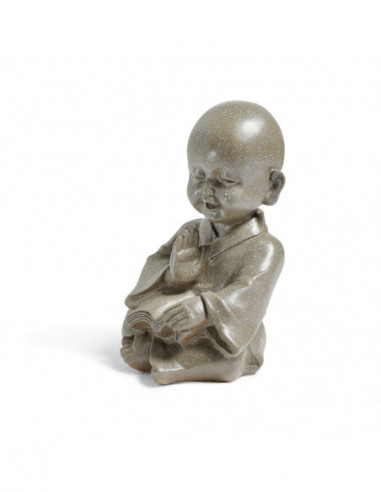 DIFFUSION 505907 Statuette moine sagesse en résine gris - 16 x 14 x 20 cm