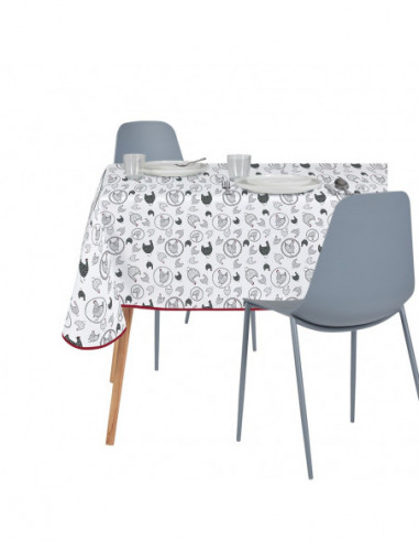 DIFFUSION 591042 Nappe rectangulaire Poule en polyester - 140 x 250 cm