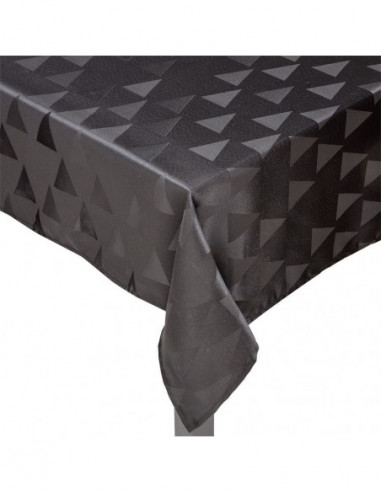 DIFFUSION 574313 Nappe en tissu noir motif triangles en Polyester - 140 x 250 cm