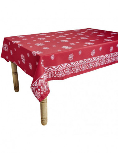 DIFFUSION 574230 Nappe rectangulaire rouge Noël tradition en Polyester - 140 x 300 cm