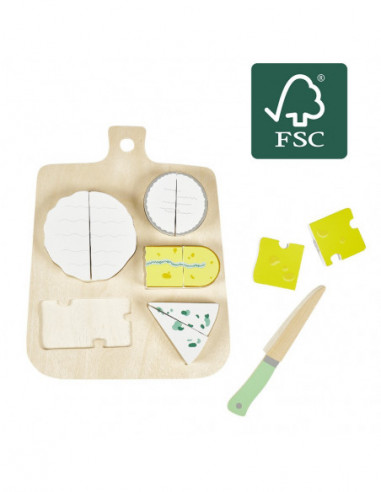 DIFFUSION 567764 Planche et fromages prédécoupés en bois certifié FSC® - Dès 2 ans