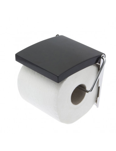 FRANDIS Dérouleur de Papier WC MDF/Inox Noir 210 g 135 x 117 x 25 mm