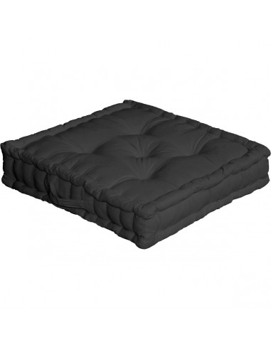 DECOSTARS Coussin de sol avec poignée Coton 50 x 50 x 10 cm Noir