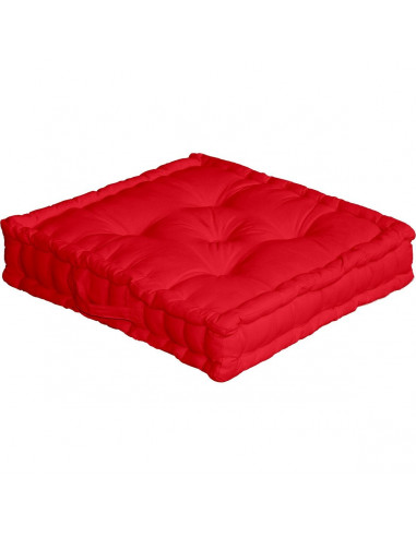 DECOSTARS Coussin de sol avec poignée Coton 50 x 50 x 10 cm Rouge