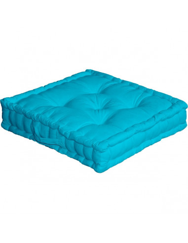 DECOSTARS Coussin de sol avec poignée Coton 50 x 50 x 10 cm Turquoise