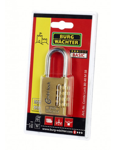 BURG WACHTER Cadenas à combinaison Combi 80 40 M SB 17 x 9,5 x 1,4 cm